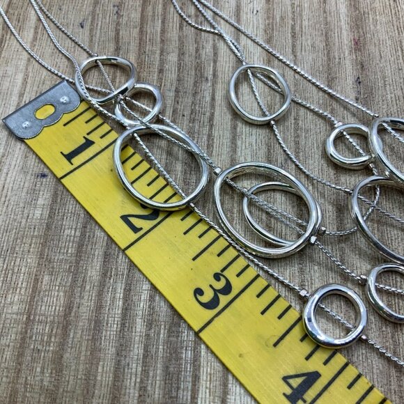 Chico's Silver Tone Round Rings Multi Strands Necklace - Picture 4 of 8